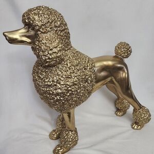 Elegant LARGE Gold Poodle Figurine 22" INCHES TALL AND 24" INCHES LONG